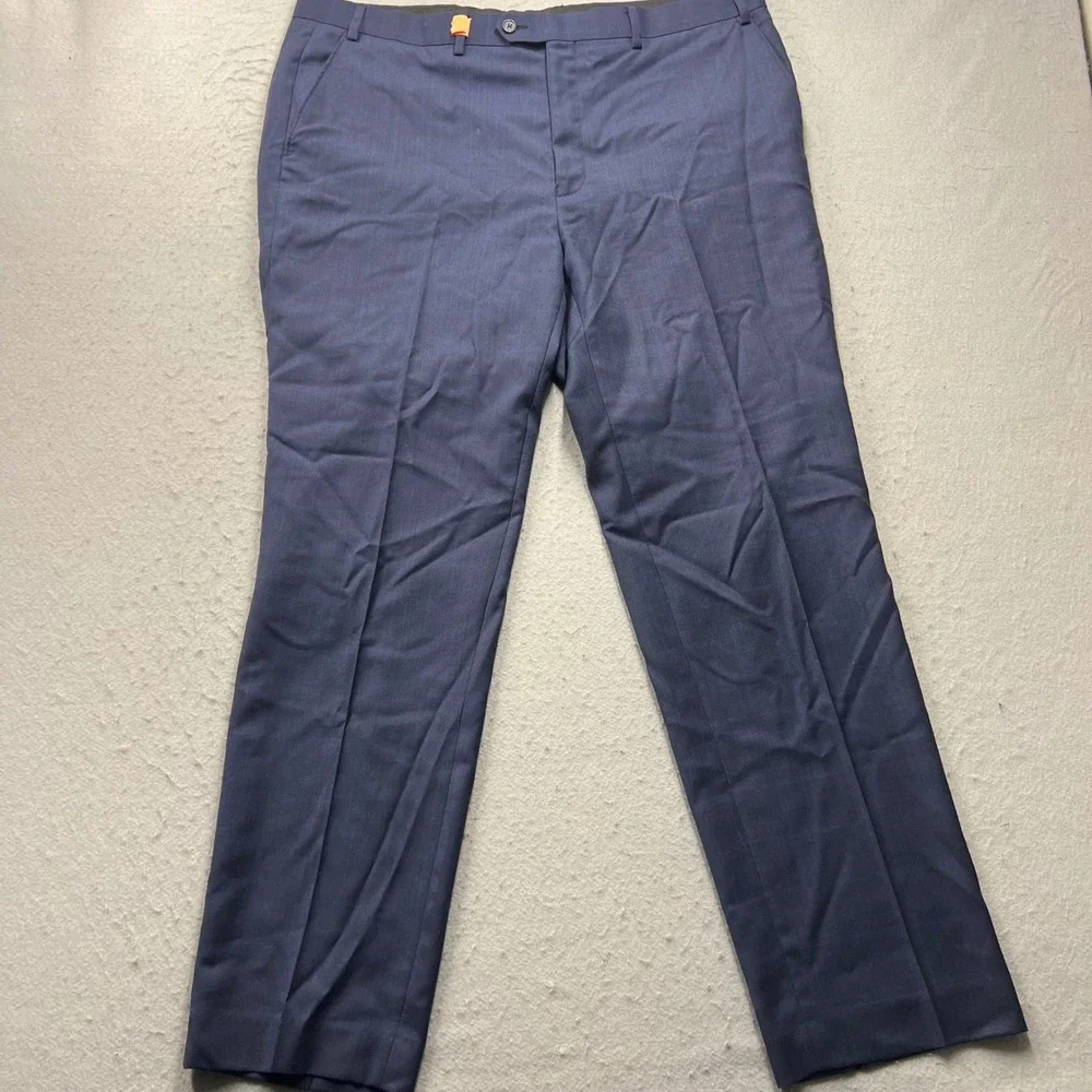 Lauren Ralph Lauren Mens Navy Blue Windowpane 2 Piece Suit Blazer Pants 40x32